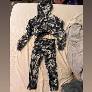 Lululemon Dyed Crop Hoodie and Crop Leggings Set